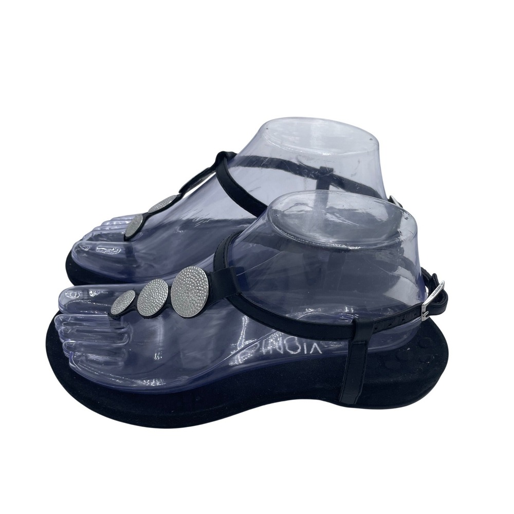 Vionic Rest Kirra Black Leather Backstrap Orthotic Thong Sandals Women Size‎ 7